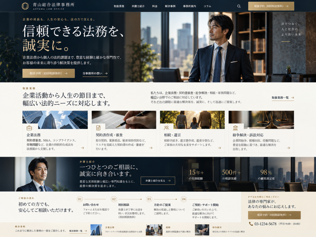士業・法律事務所向けホームページモック