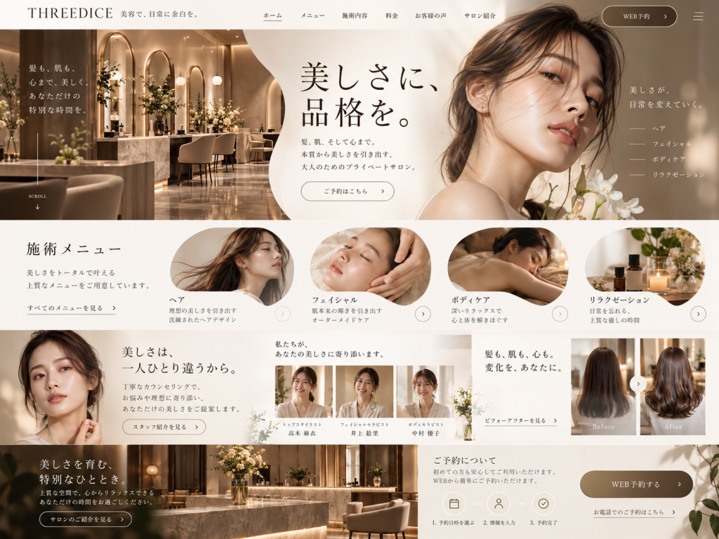 サロン・美容向けホームページモック